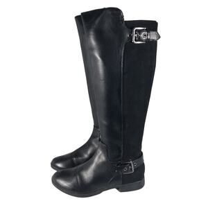 LIZ CLAIBORNE! DALLAS BLACK VEGAN LEATHER/SUEDE MILITARY INSPIRED BOOTS!SZ 6.5M